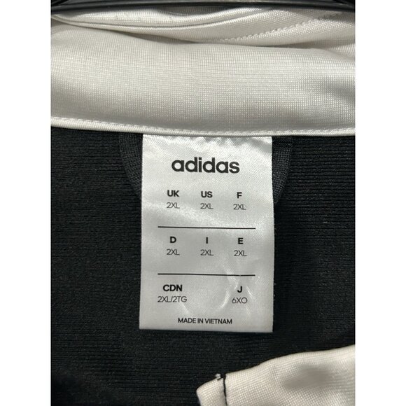 Adidas Mens Black White Full Zip Track Jacket Logo Sz 2XL - Picture 5 of 8